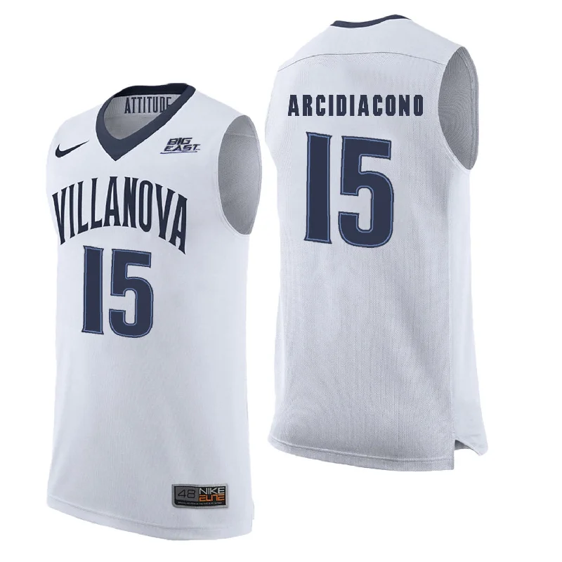 Basketball Jersey For Fan Support-Villanova Wildcats 15 Ryan Arcidiacono White College Basketball Elite Basketball Jersey