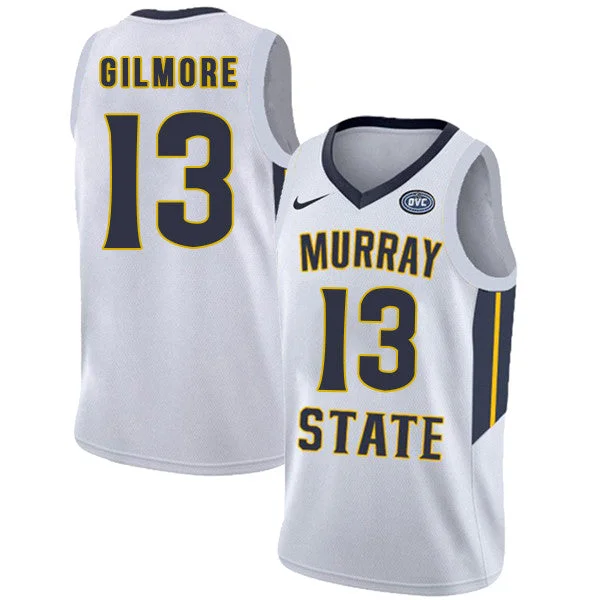 Custom Basketball Jersey For Women-Murray State Racers 13 Devin Gilmore White College Basketball Basketball Jersey