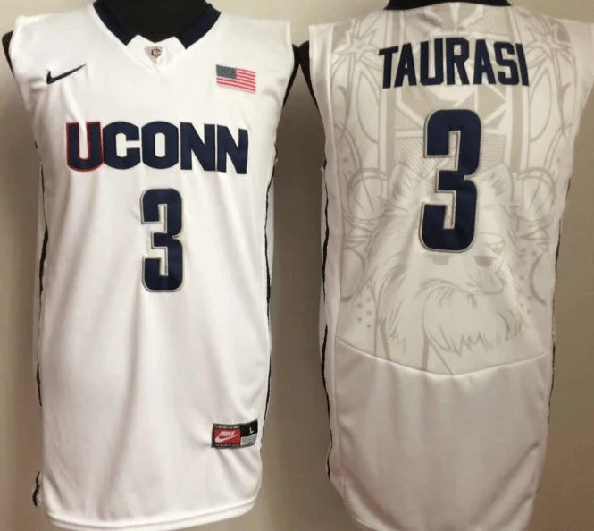 Basketball Jersey With Color Options-UConn Huskies 3 Diana Taurasi White College Basketball Basketball Jersey