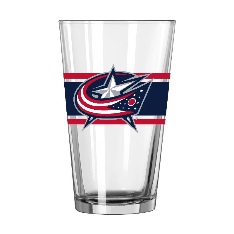 Team Mug With Signature-Columbus Blue Jackets 16oz Stripe Pint Glass