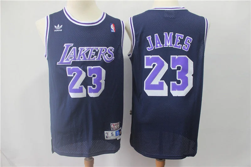 Basketball Jersey With Patch Design-Lakers 23 Lebron James Navy Hardwood Classics Basketball Jersey