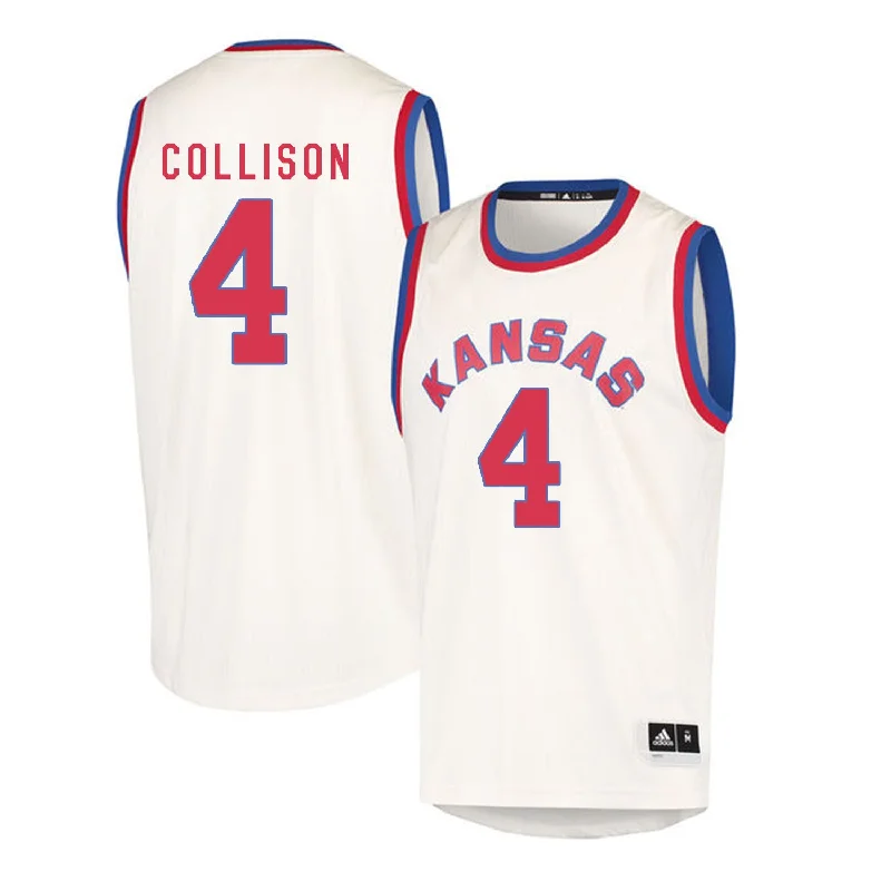 Basketball Jersey With Multiple Sizes-Kansas Jayhawks 4 Nick Collison Cream Throwback College Basketball Basketball Jersey