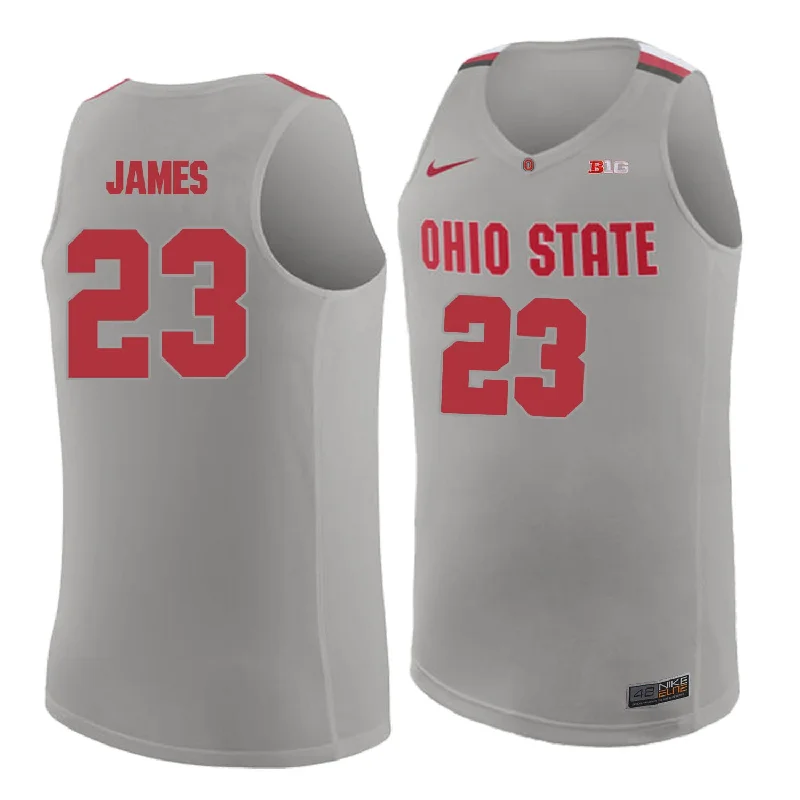 Basketball Jersey For Signature Collections-Ohio State Buckeyes 23 Lebron James Gray College Basketball Basketball Jersey