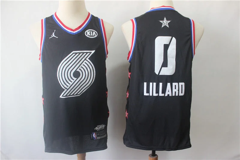 Basketball Jersey For Action Sports-Blazers 0 Damian Lillard Black 2019 All-Star Game Jordan Brand Swingman Basketball Jersey