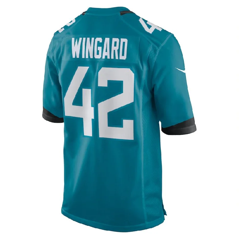 Rugby Jersey With Quick Cooling Fabric-J.Jaguars #42 Andrew Wingard Teal Game Jersey Stitched American Football Jerseys