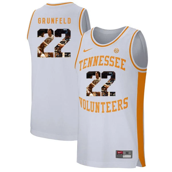 Basketball Jersey With Breathable Mesh-Tennessee Volunteers 22 Ernie Grunfeld White Fashion College Basketball Basketball Jersey