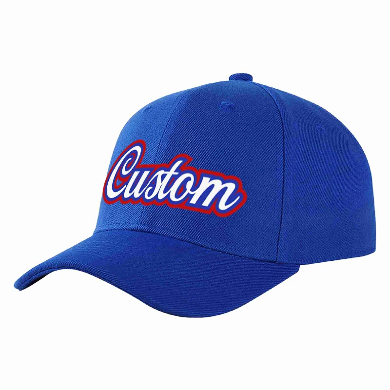 Golf Baseball Cap-Custom Royal White-Royal Curved Eaves Sport Baseball Cap Design for Men/Women/Youth