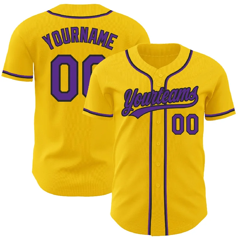 Football Jersey With Retired Player Number-Basketball Jersey With Special Edition Design-Baseball Jersey With Superhero Style-Custom Yellow Purple-Black Authentic Baseball Jersey