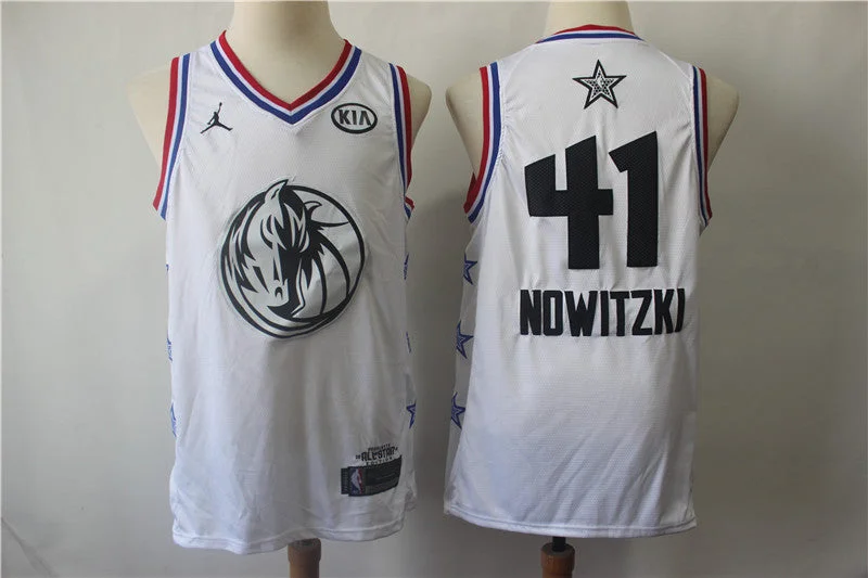 Best Basketball Jersey-Mavericks 41 Dirk Nowitzki White 2019 All-Star Game Jordan Brand Swingman Basketball Jersey