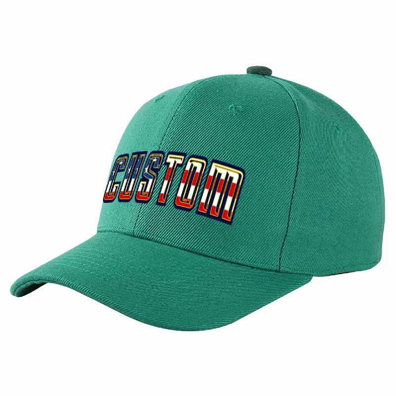 Hiking Baseball Cap-Custom Light Green Vintage USA Flag-Gold Curved Eaves Sport Baseball Cap Design for Men/Women/Youth