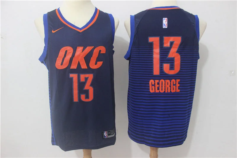 Basketball Jersey For Practice-Thunder 13 Paul George Navy Swingman Basketball Jersey