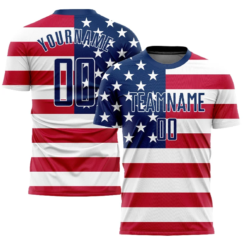 Football Jersey With Breathable Fabric-Custom Red Royal-White Sublimation American Flag Soccer Uniform Jersey