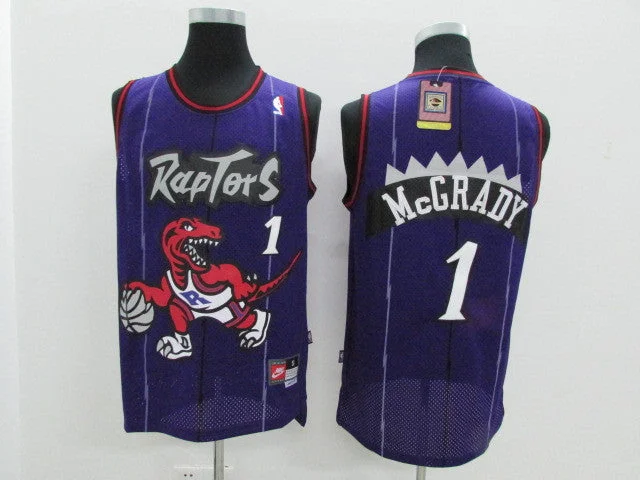 Basketball Jersey For Sports Teams-Raptors 1 Tracy McGrady Purple Hardwood Classics Basketball Jersey