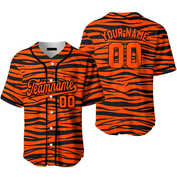 Football Jersey With Sleeveless Design-Basketball Jersey With Sleeveless Design-Baseball Jersey For School Teams-Custom Tiger Skin Orange Black, Custom Baseball Jerseys, Idea Gift for Men & Women