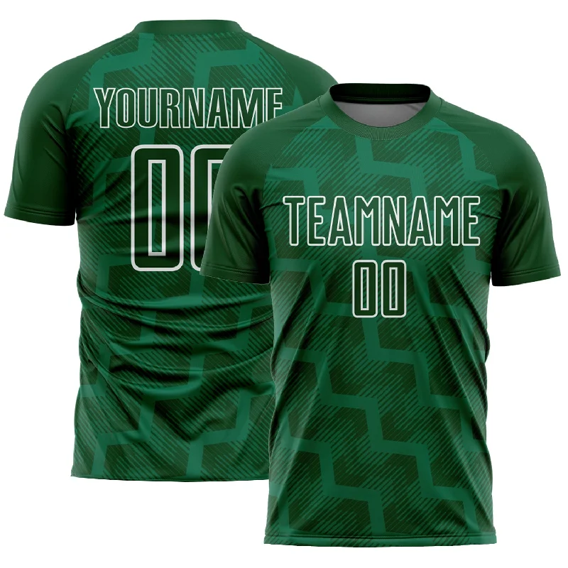 Football Jersey With Contrast Colors-Custom Green White Lines Sublimation Soccer Uniform Jersey